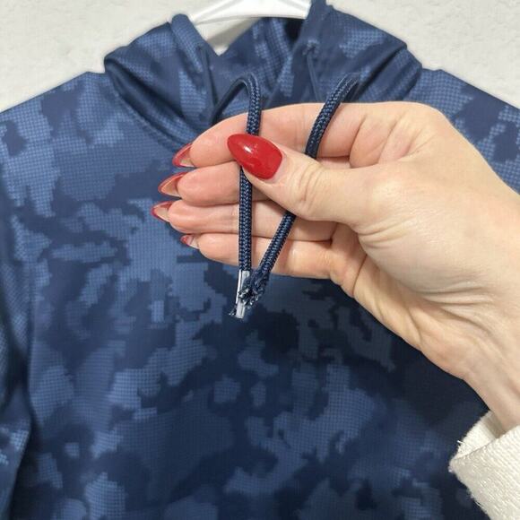 Under Armour Mens Coldgear Blue Camo Hoodie Sweatshirt Size Small Loose Fit - Picture 4 of 9